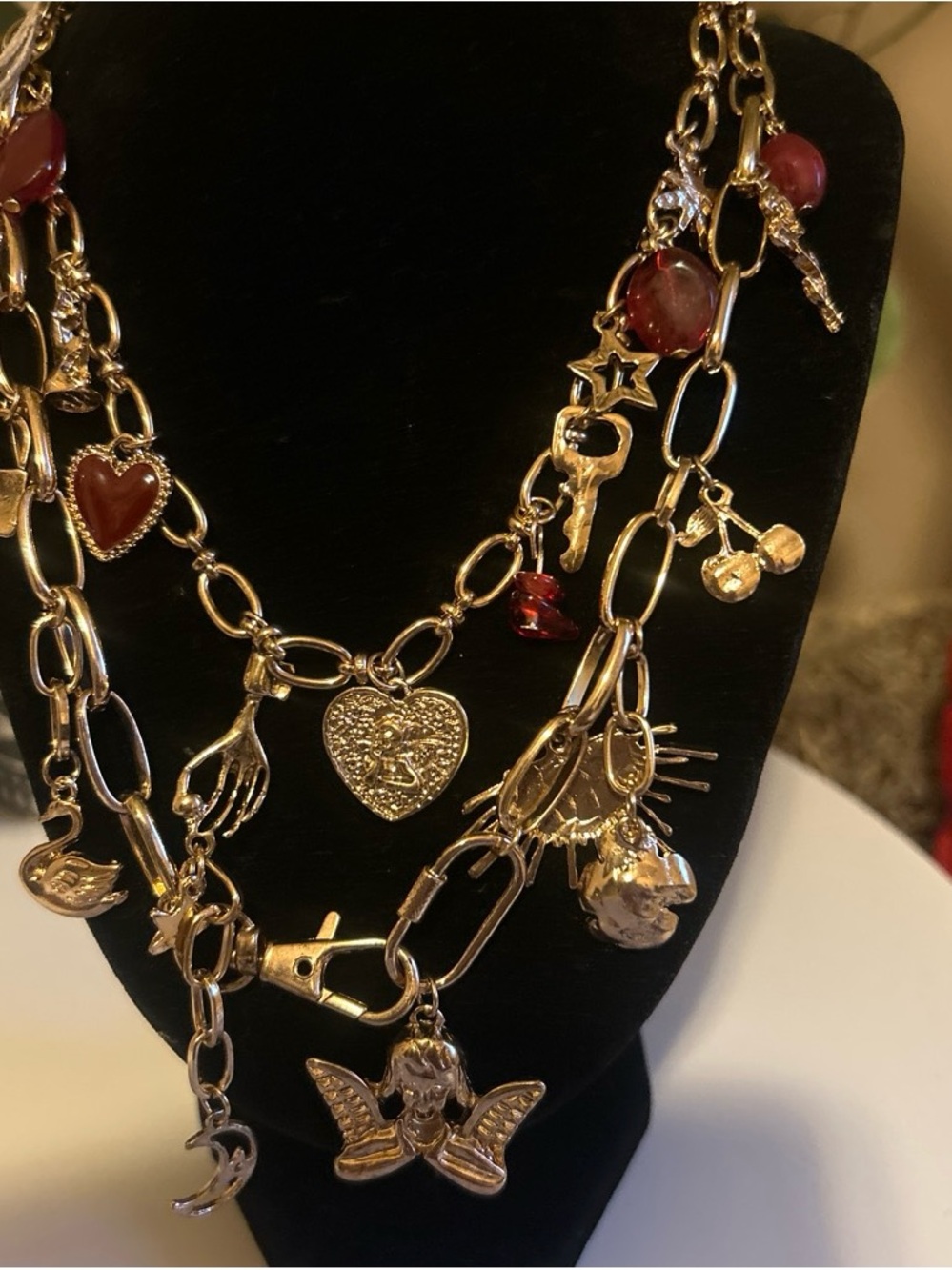 Free people Maximillian- Love shop Silver multi-layered charm necklace
